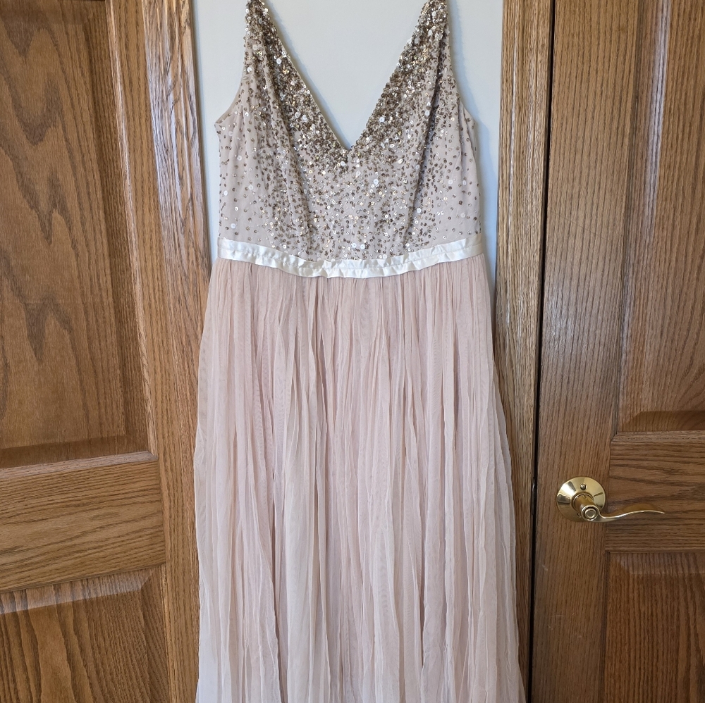 BHLDN Blush Pink Dress with Beaded Trim